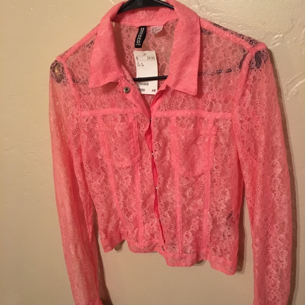 H&M pink lace jacket