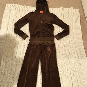 Chocolate brown Juicy Couture velour hoodie & pan