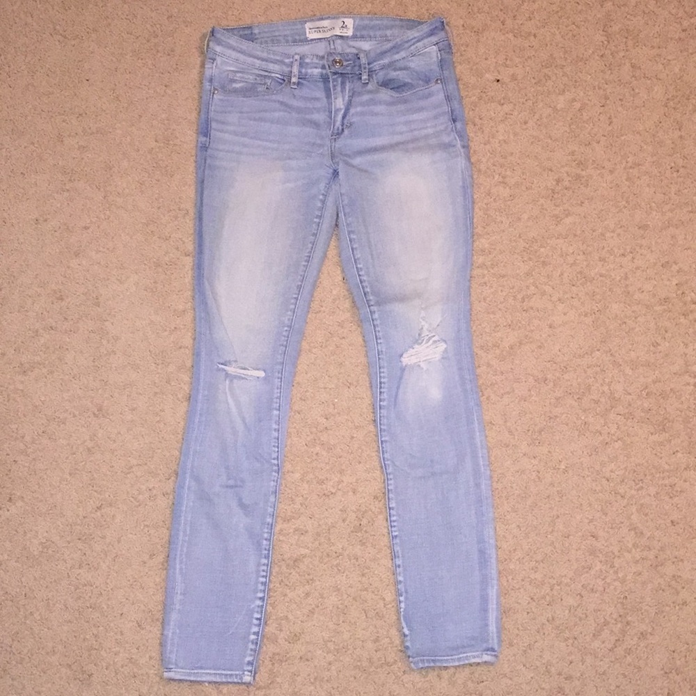 Abercrombie and Fitch Light Wash Distressed Jeans