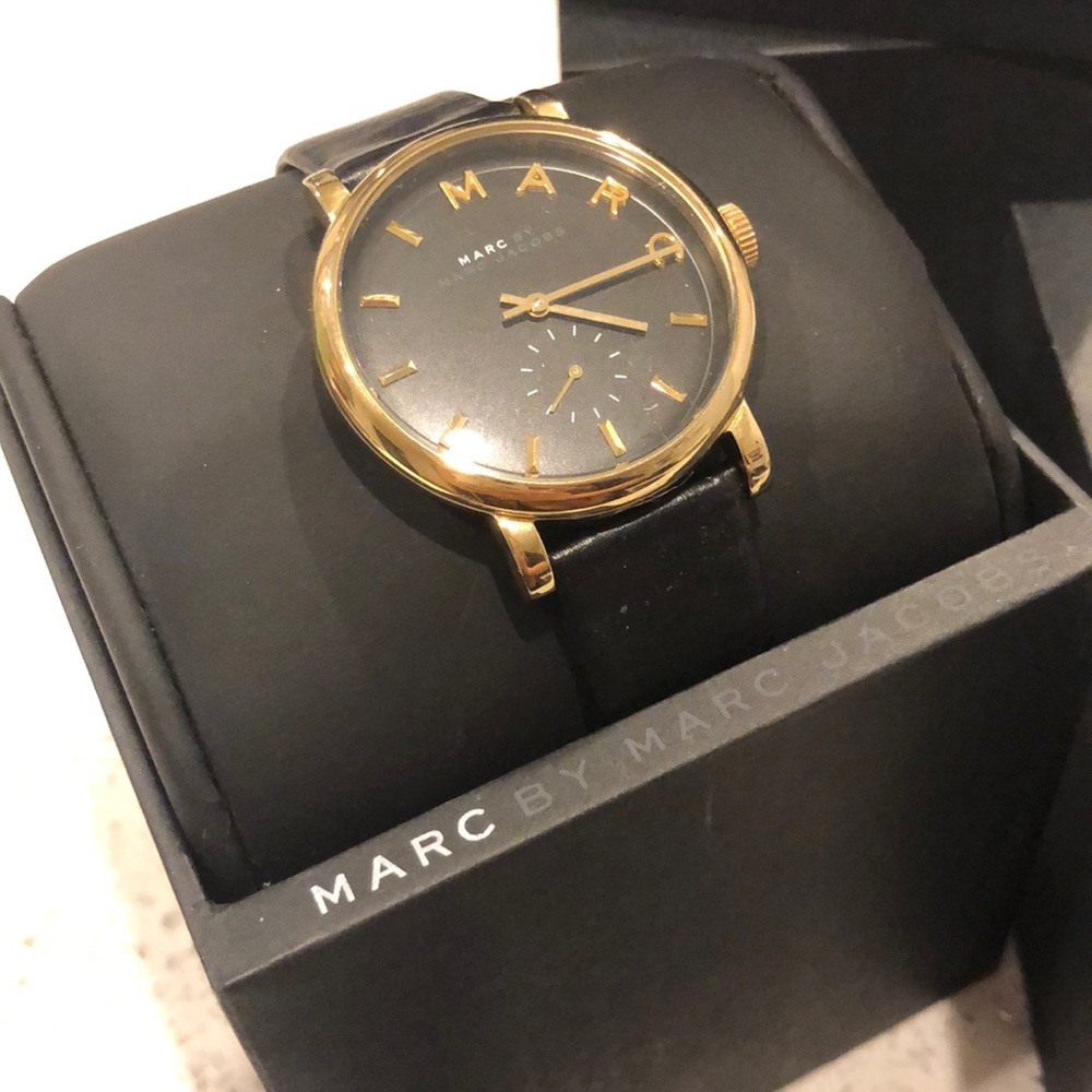 Marc by Marc Jacobs Baker Black Leather Watch