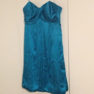 Cache: Strapless Teal cocktail dress