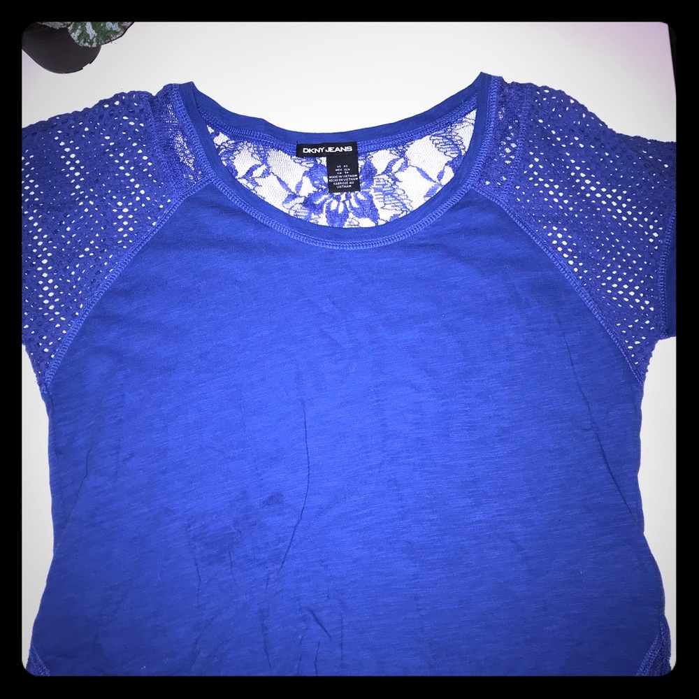 DKNY Jeans 3/4 Sleeve Cotton Shirt - Blue