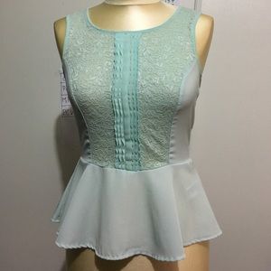 Teal lace peplum top