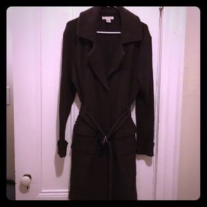 Mid-length brown wool trench style coat