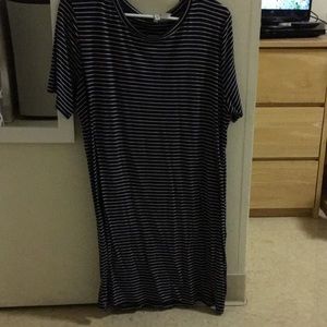 H&M Navy Blue Striped Tshirt Dress
