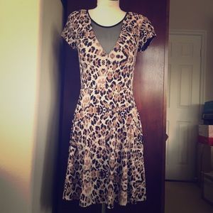 Cheetah Print Mesh Cutout Dress