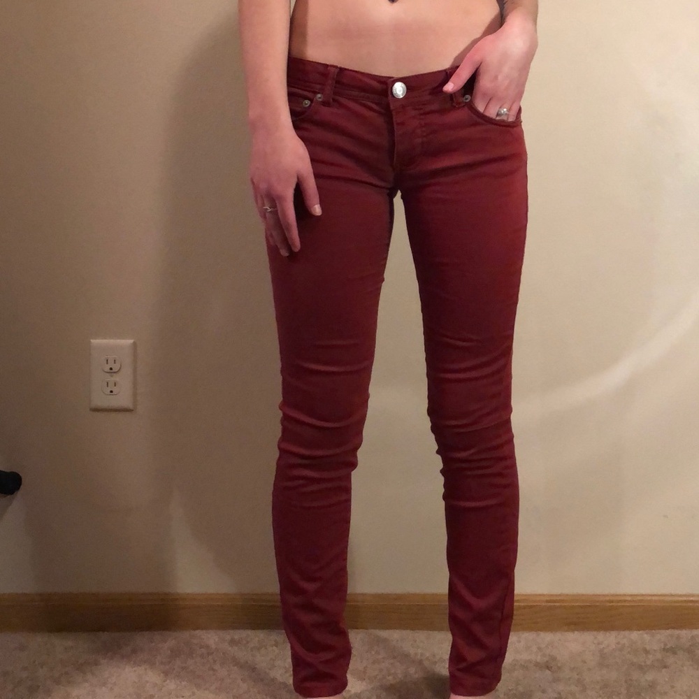 Burgundy Skinny Jeans Size 3