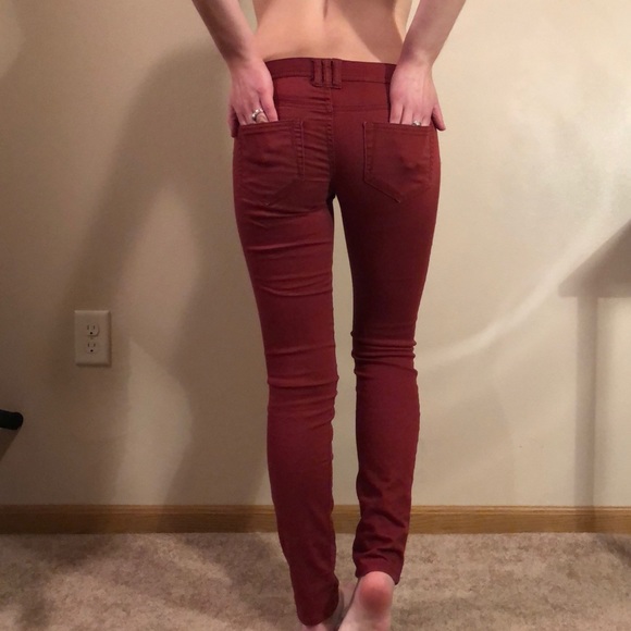 Burgundy Skinny Jeans Size 3 - Picture 2 of 8