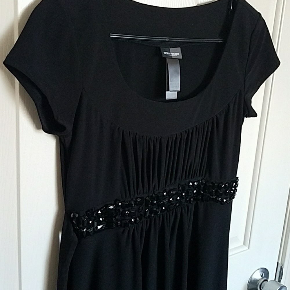 Black Dress with Jeweled Waistband