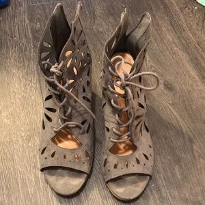 Rampage grey open toed lace ups.