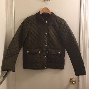 Green, quilted, light, down jacket - J. Crew