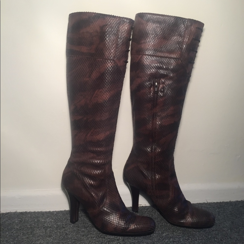 Alberto Zago Knee High Real Snake Skin Boots