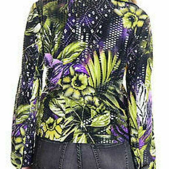 SOLD Joseph Ribkoff Purple & Green Floral Blazer - Picture 3 of 8