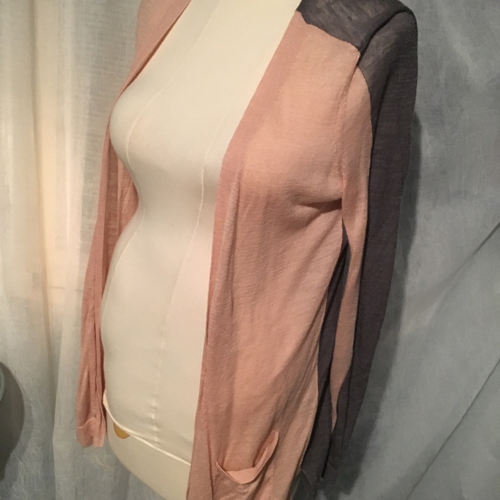 Loft Color Block Pink Grey Cardigan