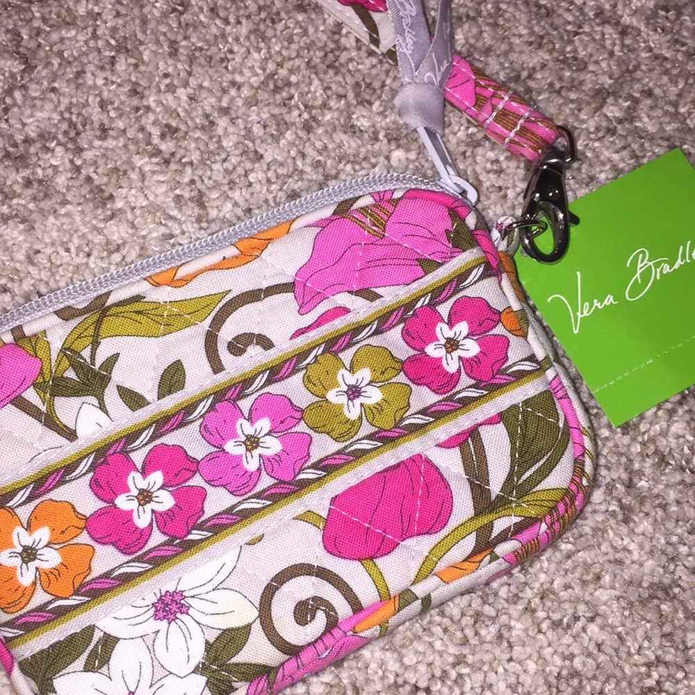 NWT Vera Bradley Tea Garden grey flower wallet