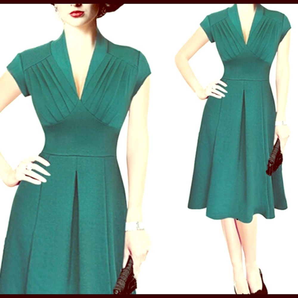 Stunning  Vintage Style Green Dress, Sz M 6/8
