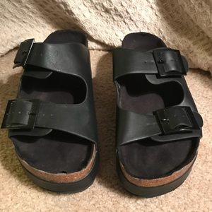 Black platform sandals