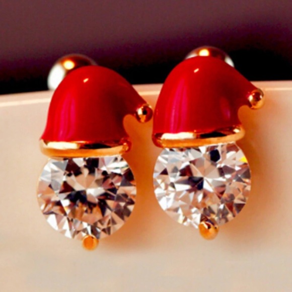🎅🏼🎄⛄️🎁 Santa Crystal Earrings - Picture 3 of 4