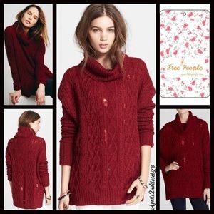❤️Free People Complex Cable Pullover Sweater Red M