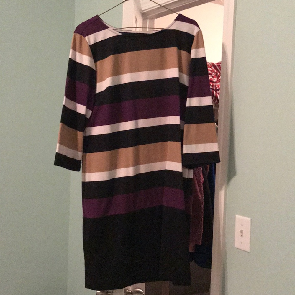 Stripped 3/4 Length sleeve Dress