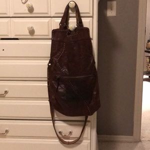 Lucky Brand brown leather saddle bag