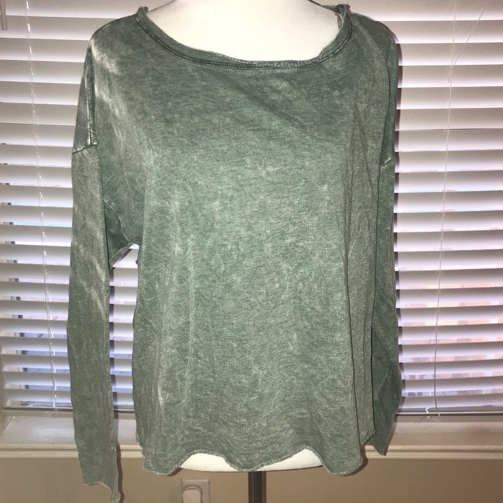 Light green/grey torn sweater. NWOT.
