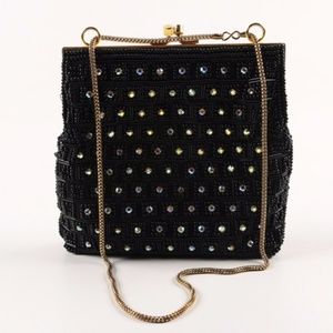 Black Beaded and Rhinestone  Purse