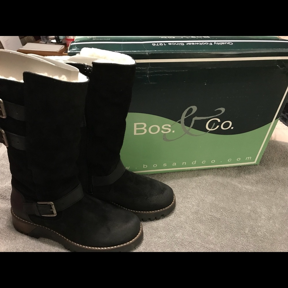 Bos. & Co. 'Genny' Black Waterproof Suede Leather