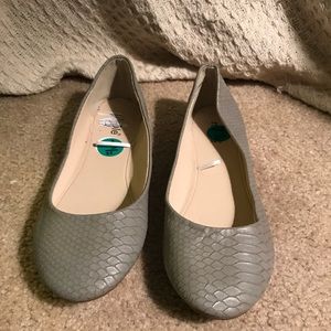 Gray faux snakeskin flats