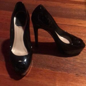 Christian Dior patent leather open toe pumps