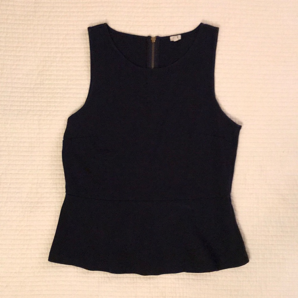 Navy Peplum Top