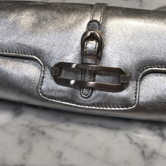Jimmy Choo Handbags - Jimmy Choo Italian leather pewter wristlet