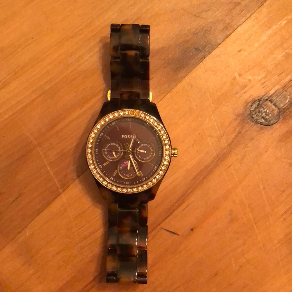 Fossil tortoise shell watch