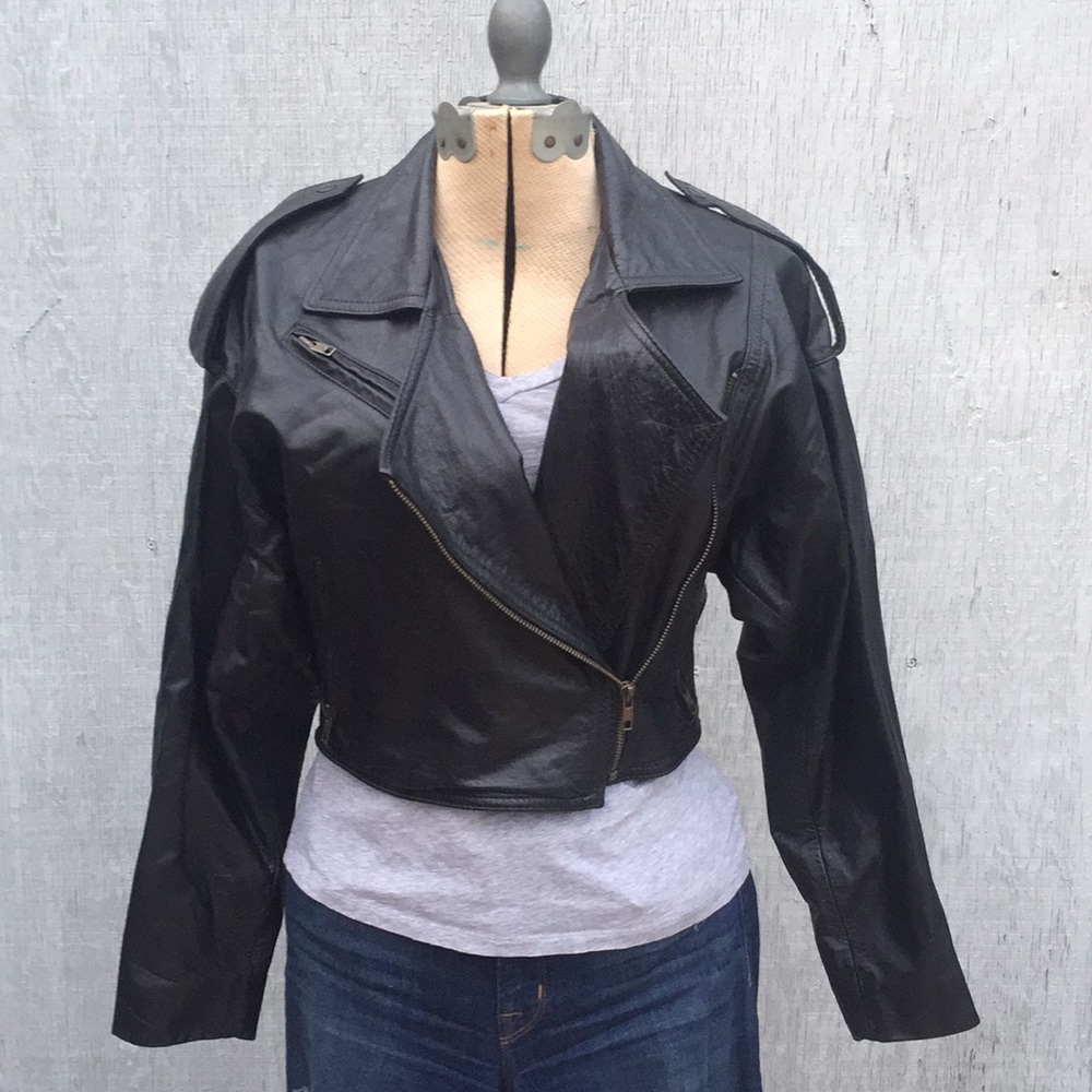 Vintage Motorcycle Black Leather Jacket