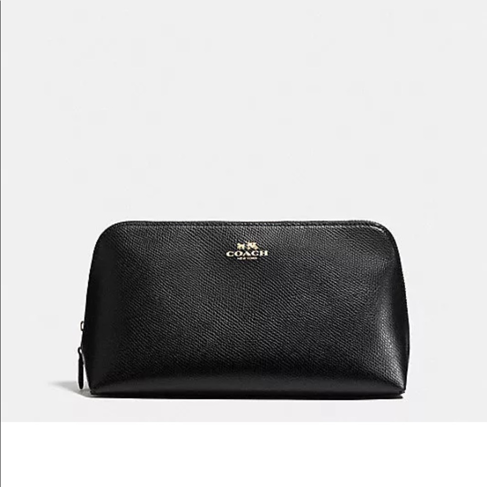 Coach Black Crossgrain Leather Cosmetic Case - Picture 1 of 1