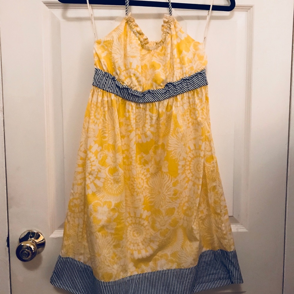 Forever 21 Yellow Blue Striped Dress S