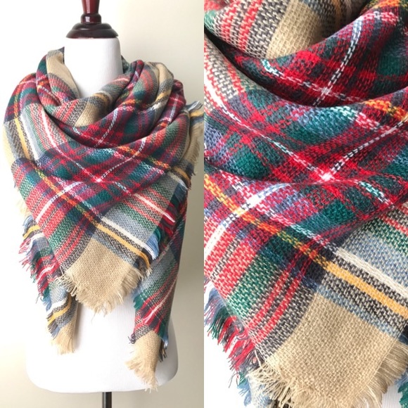 Christmas plaid blanket scarf Clearance