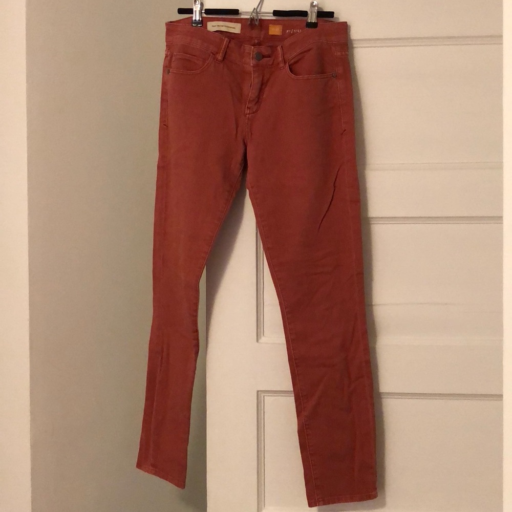 Anthro- Pilcro Rust red skinny jeans