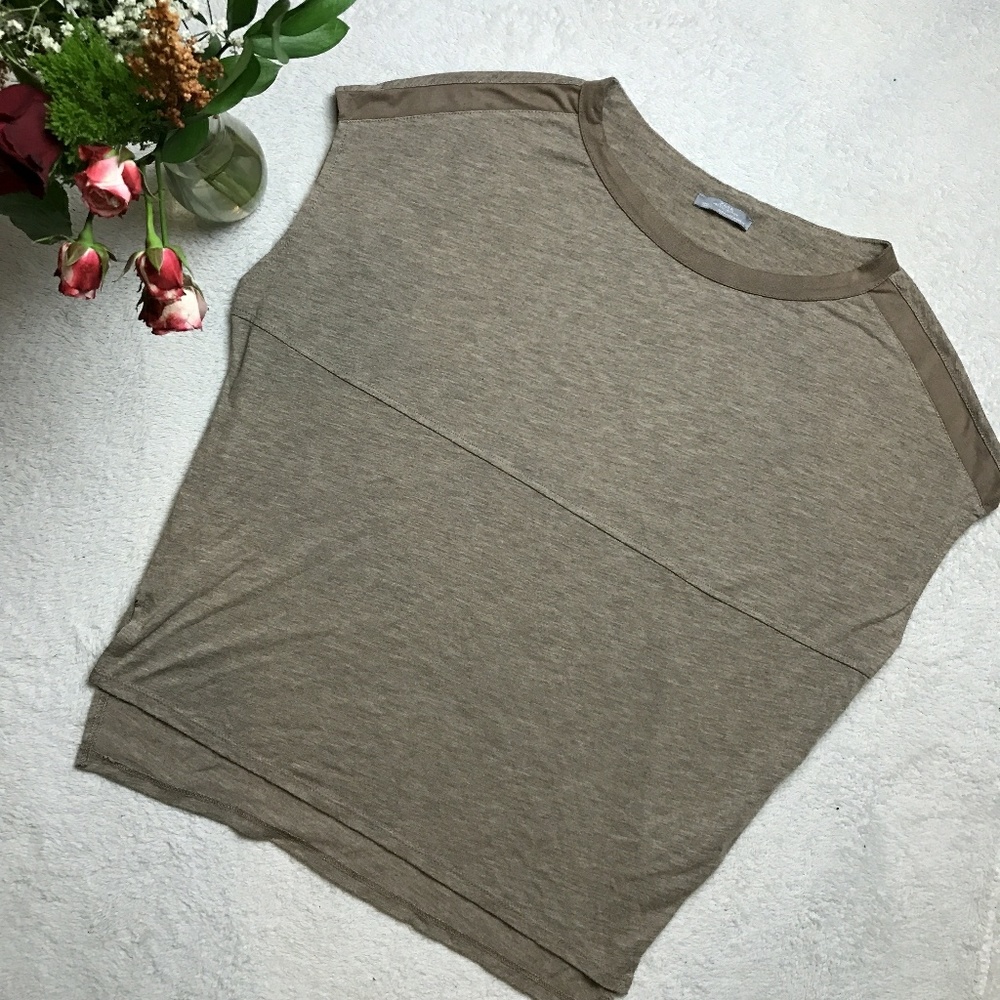 [z a r a] tan flowy fit box top