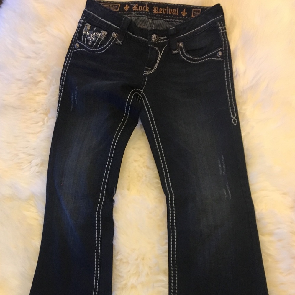 Rock revival dark wash jeans