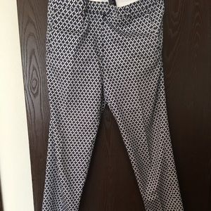 H&M Ikat Blue and White Crop Pants Size 10