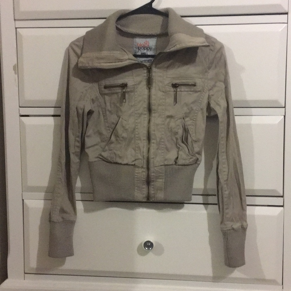 Cute tan light jacket BLACK POPPY