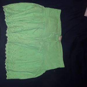 RALPH LAUREN GREEN EYELET DRAWSTRING SKIRT SZ M