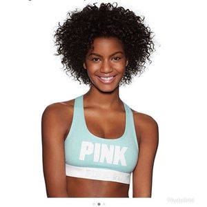 PINK Logo Cotton Bra Top Seafoam. Only worn twice!