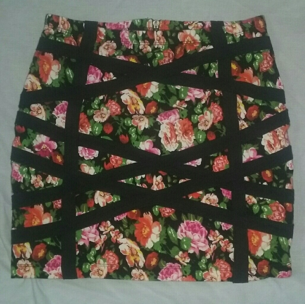 Flower Print Pencil Skirt