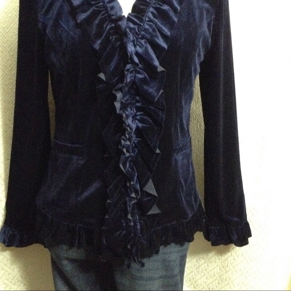 Midnight Navy Blue Ruffle Shirt/Jacket w/ Ruffle