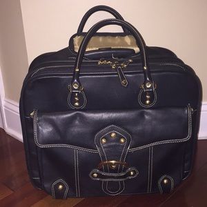 Franklin Planner Rolling Leather Computer Bag Tote