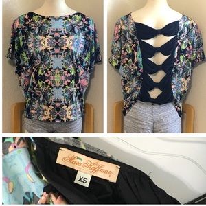 Open Bow Back Dolman Silk Jersey Crop Top