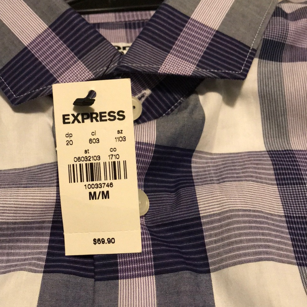 Plaid express slim fit shirt size medium.