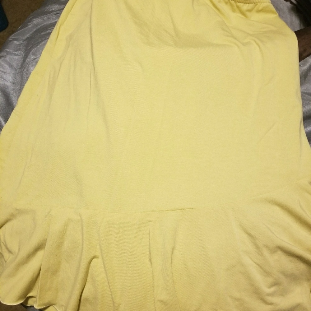 yellow asymmetrical bell shaped skirt